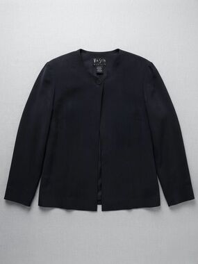 Vintage Via Seta Studio 100% Silk Black Blazer Jacket